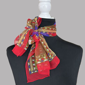 Vintage Geometric Floral Sheer Scarf